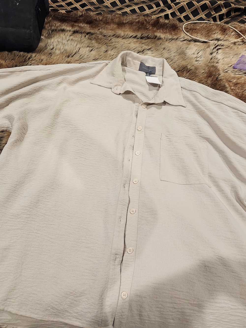Womens Casual Button-Up Shirt in Light Beige